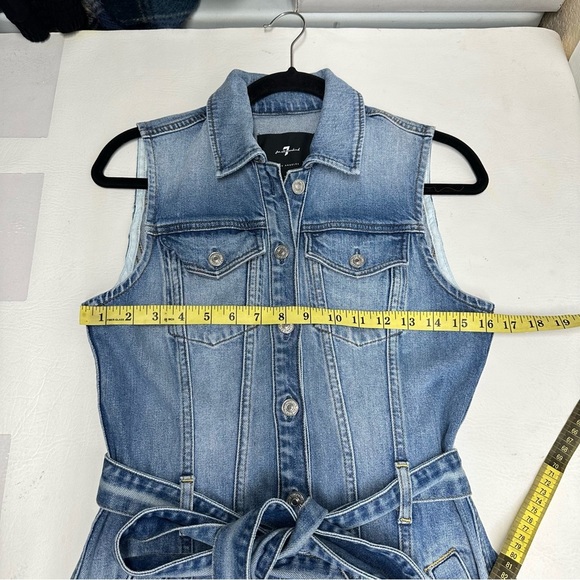 7 For All Mankind Trucker Sleeveless Denim Midi Dress | Small - Picture 5 of 10